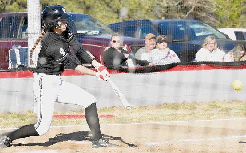 Despite the chilly elements Robbinsville has played in recently, Memory Frapp has warmed up at the plate. The junior unleashed home runs in back-to-back games last week. Photo by Montana Buchanan/The Graham Star