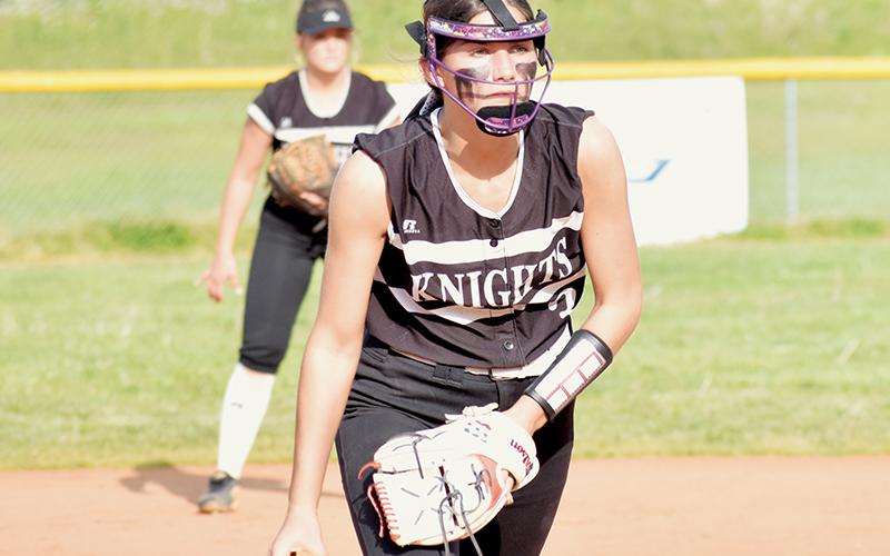 Memory Frapp enters her third varsity season as the ace of the Lady Knights. Robbinsville has won the conference title each year she has toed the rubber. Photos by Kevin Hensley/sports@grahamstar.com