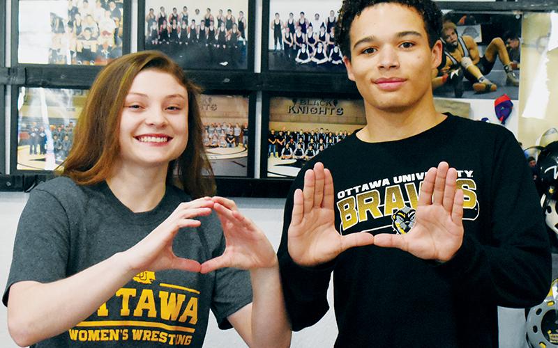 It’s going to be a challenge, but Robbinsville alumni Aynsley Fink and Jayden Nowell are returning to the mat – this time, at the collegiate level. Both signed to wrestle for Ottawa (Kan.) University on Easter Sunday. Photos by Kevin Hensley/sports@grahamstar.com