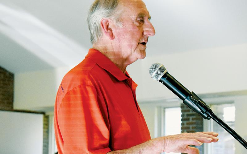 David Artiss, owner of Mountain Manor Hotel in  Robbinsville, discussed an alternative location for the long-discussed Graham County Justice Center at the the board of commissioners meeting April 18. Photo by Kevin Hensley/editor@grahamstar.com