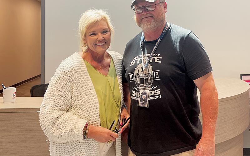 Dale Farr – shown with Robbinsville Middle School Principal Tonia Walsh – has been named the institution's 2022-23 Teacher of the Year. Photo by Latresa Phillips/The Graham Star