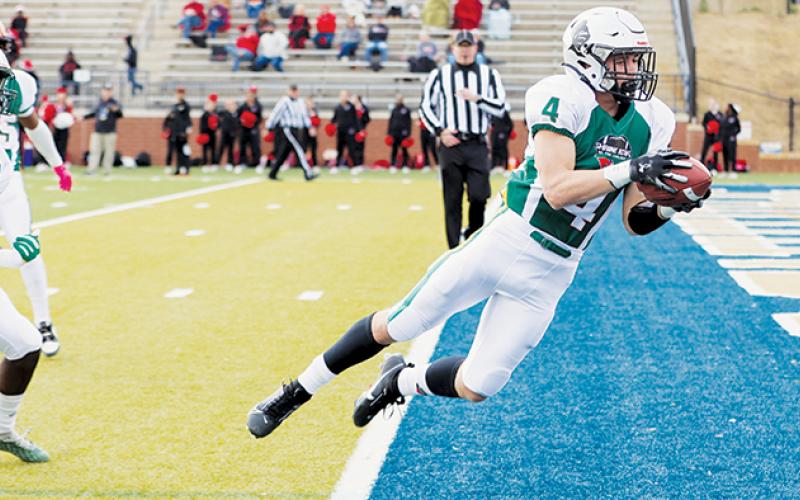 Robbinsville’s Cuttler Adams dives to prevent a touchback during Saturday’s Shrine Bowl of the Carolinas. The Knights senior has yet another widely-regarded showcase on his schedule as he continues to weigh college offers. Photo courtesy of Jane Ollis