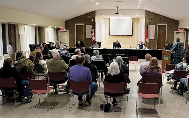 Public outcry about the county’s decision to shut down all but three sanitation sites led to a crowd of roughly 40 residents lining the community room for Tuesday’s meeting. Photo by Kevin Hensley/editor@grahamstar.com