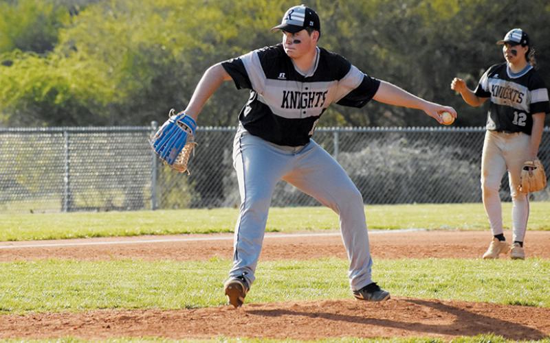 Ethan Orr blanked 10 Cherokee batters in March 21’s 9-2 victory; while Quinn Jumper (12) tripled home the winning runs in Monday’s 10-8 win at Swain County. Photo by Jacquline Gayosso/The Graham Star