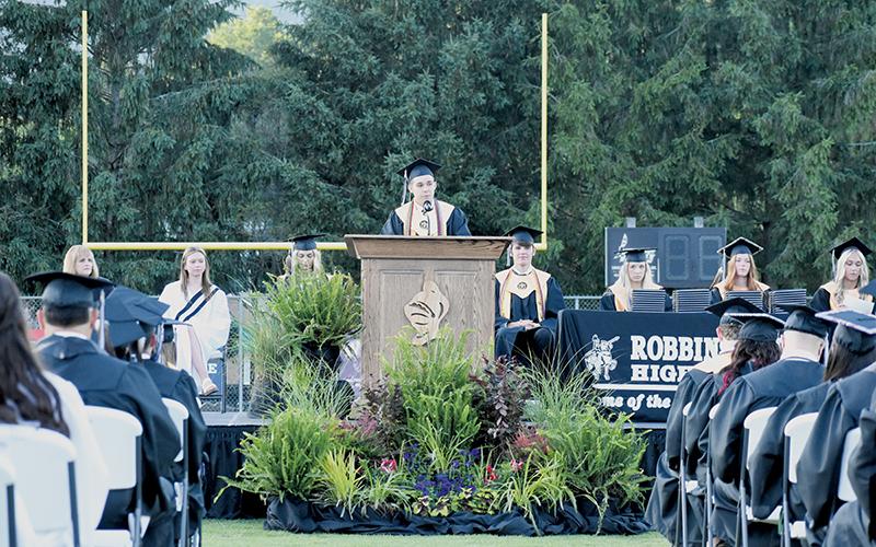 Carter Burchfield speaks to his peers.