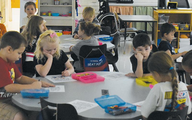 Students in Ivy Odom’s first grade class were busy Monday morning, utilizing school supplies that included those donated as part of a district-wide effort. Photos by Kevin Hensley/editor@grahamstar.com