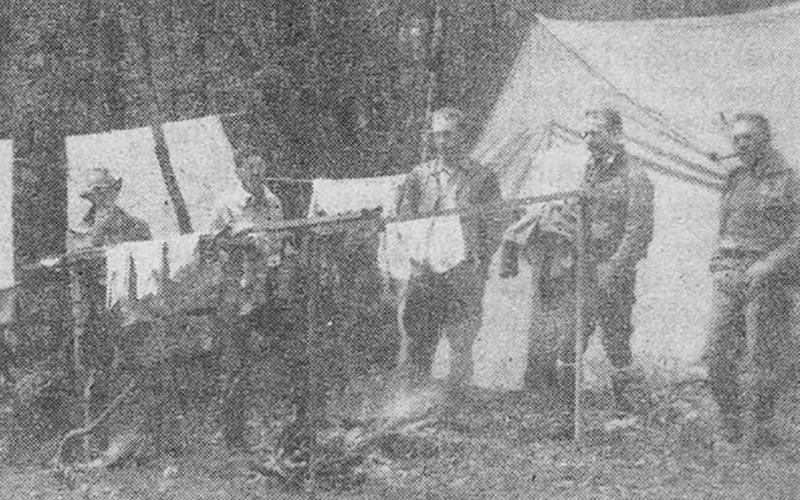 The U.S. Forest Service timber cruising crew in the 1930s, near what is now the Joyce Kilmer Forest. From left are Walt Smith, Bryant McClure, Fred Weise, Roan Bradley and John Waslik. Photo courtesy of John Beasley