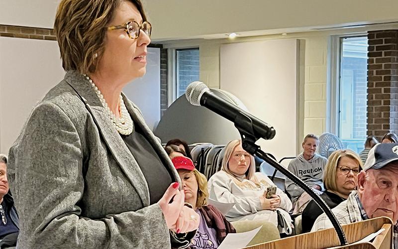 District 43A Chief Superior Court Judge Tessa Sellers addresses the Graham County Board of Commissioners at Tuesday’s meeting. Sellers’ August letter to the board was signed by all the judges in the district and gave the county 60 days to make progress on the planned justice center. Photo by Kevin Hensley/editor@grahamstar.com