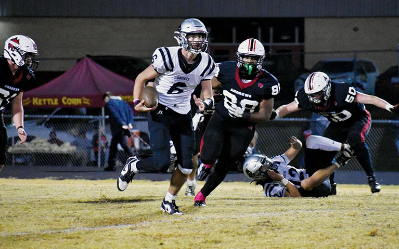 Bryce Adams evades the pursuit of Andrews’ Antonio Hernandez during Friday’s 28-7 win over the Wildcats. Photo by Bella Eddings/The Graham Star