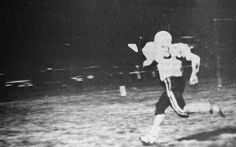 Steve Phillips captured this photo of Clay Lovelace sprinting away on a 40-yard touchdown run during Nov. 7, 1975’s regular-season finale between Robbinsville and Cherokee.