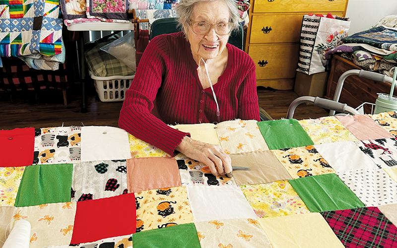 Dorothy Rogers remains busy almost daily by continuing an almost life-long hobby of quilting. Photo by Latresa Phillips/The Graham Star