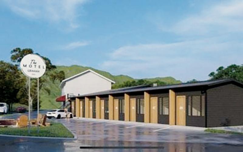 This rendering projects how the Graham Motel will appear after renovation efforts are complete.