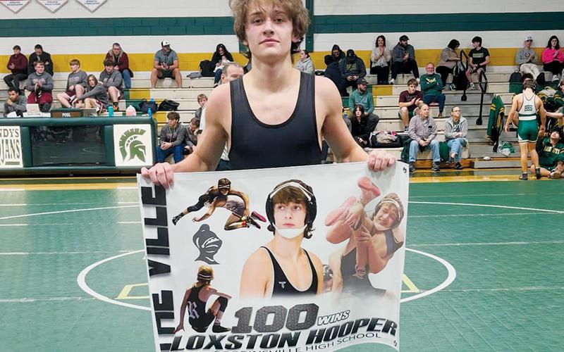 Loxston Hooper recorded career win No. 100 during Saturday’s Trojan Duals. Photo courtesy of Robbinsville Wrestling