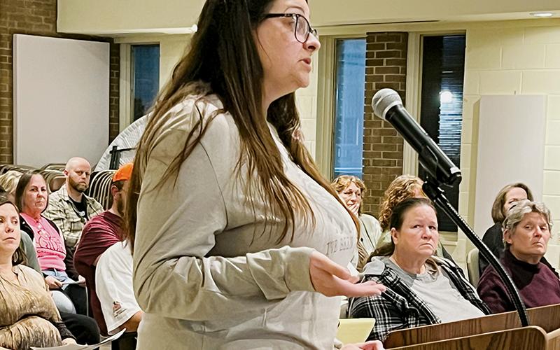 Graham County Animal Refuge President Brittney Holder addresses the lack of local animal control at Tuesday’s board of commissioners meeting. Photos by Kevin Hensley/editor@grahamstar.com
