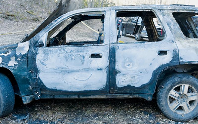 Authorities found Carley Walls’ vehicle burning on Tatham Gap Road roughly 12 hours before her body was discovered some 15 miles away. Photo courtesy of Graham County Sheriff's Office