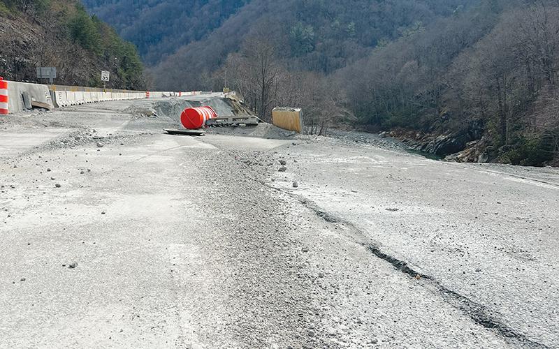 There is still a lot of work left ahead before Interstate 40 in the Pigeon River Gorge can re-open to its former four-lane status, as major portions of the eastbound lanes will have to be rebuilt after being washed away during Hurricane Helene.