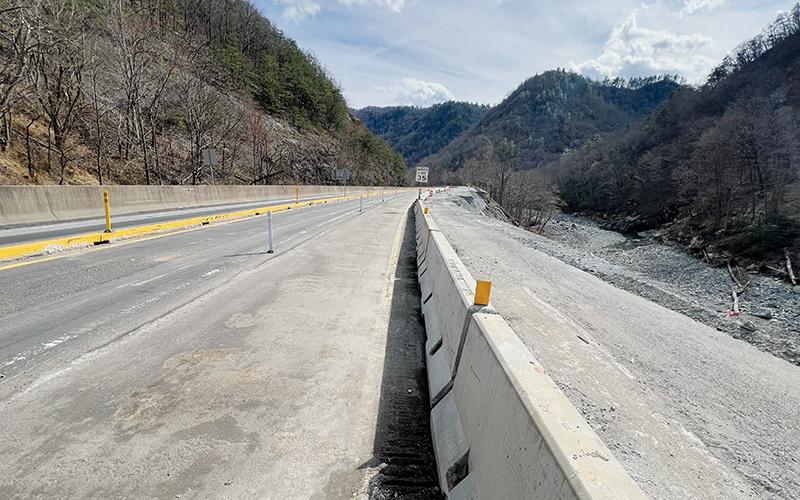 Only one lane of traffic will be the standard pattern for a 12-mile segment of  Interstate 40 in North Carolina and Tennessee, as the road was back open for travelers Saturday following a five-month closure. Photos courtesy of Kevin Hensley/editor@grahamstar.com