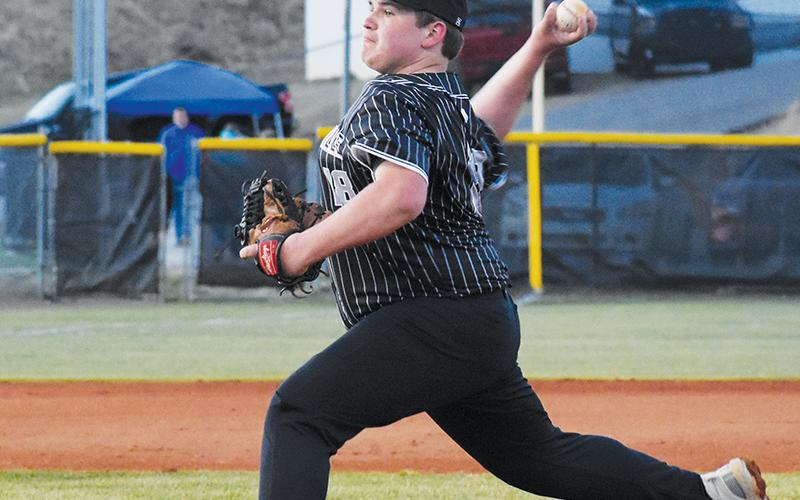 Rylen Orr was named the Opening Day starter for the Robbinsville Black Knights in Feb. 27’s season debut at Towns County, Ga. Photo by Kevin Hensley/sports@grahamstar.com