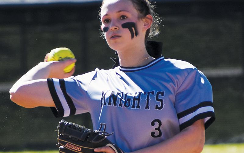 Shortstop Myah Winfrey looks to make the out at first during March 18’s home game against Andrews. Photo by Lexie Anderson/The Graham Star