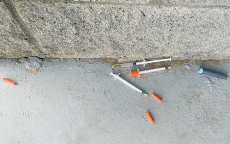 These are just a few of the used syringes that fell out of the sharps container during an alleged vandalism incident at the Graham County Playground on March 9.