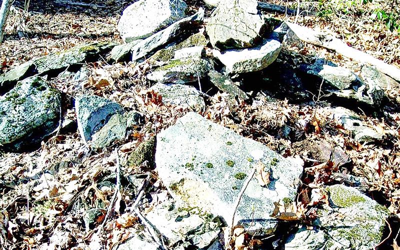The remains of the stone chimney at the Conley home place.