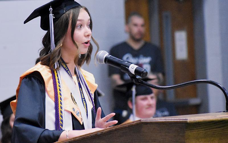 Speeches delivered at Friday’s graduation by several members of the Class of 2025 included valedictorian Anna Wehr.