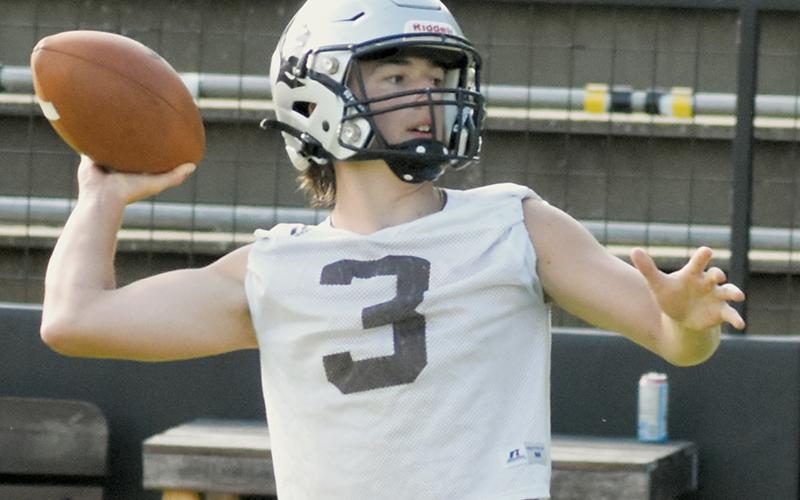Luke Lovin is poised to be Robbinsville’s quarterback this season. Here, he prepares to air out a pass during the July 10, 7-on-7 scrimmage against Andrews.
