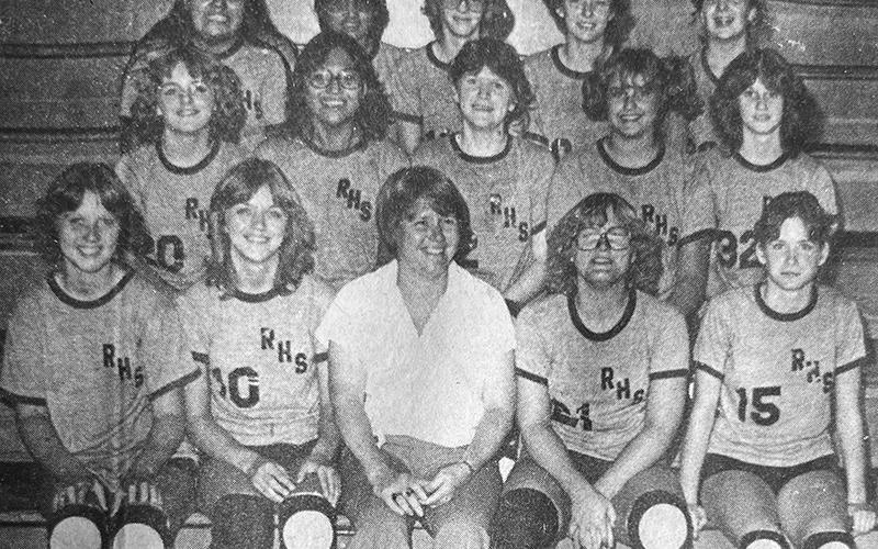 The Robbinsville Lady Knights volleyball team was featured on The Graham Star's Sept. 18, 1980 front page. All names are listed from left in each row. Front row: Lynette Anderson, Claudine Williams, head coach Judy Nichols, Debi Payne and Myra Adams. Second row: Loretta Williams, Eve Wachacha, Linda Garland, Kim Jenkins and Vicki Jordan. Back row: Tammy Chekelelee, Jennifer Wachacha, Debbie Stiles, Elaine Stewart and Lisa Jones. The team was 3-1 when the photo was published.