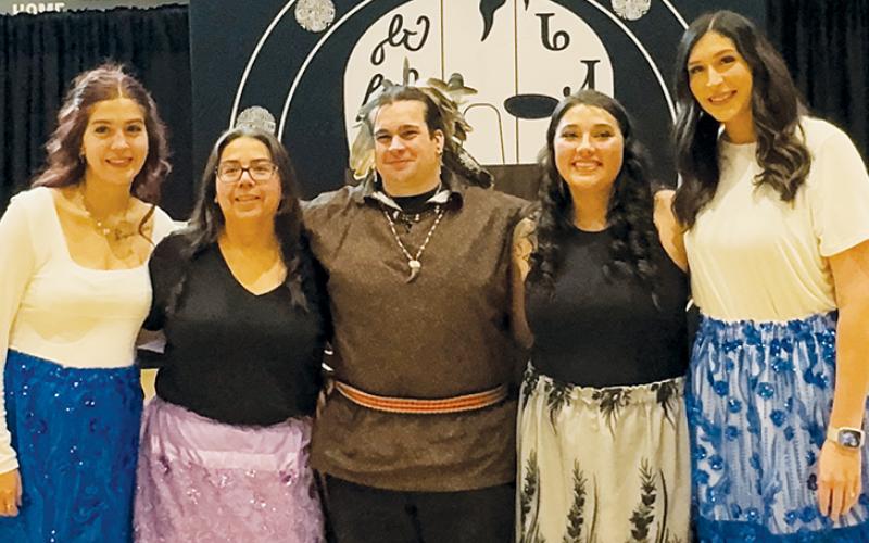 Five new members of the Eastern Band of Cherokee Indians graduated from the Cherokee Language learners program Sept. 25. From left are She-li "Seli" Lewis; April "Svgta" Johnson; Jack "Uwetsi" Cooper; Desiree "Kiyug" Turpin; and Kyla "Kali" Millsaps. Photos by Latresa Phillips/The Graham Star