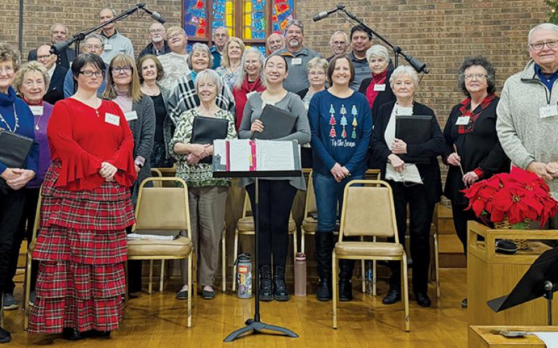 Members of both the Robbinsville United Methodist Church and Bryson City First Baptist Church choirs will hold a Christmas concert entitled “Music in the  Mountains” at 3 p.m., Saturday. The groups met for rehearsal Sunday.