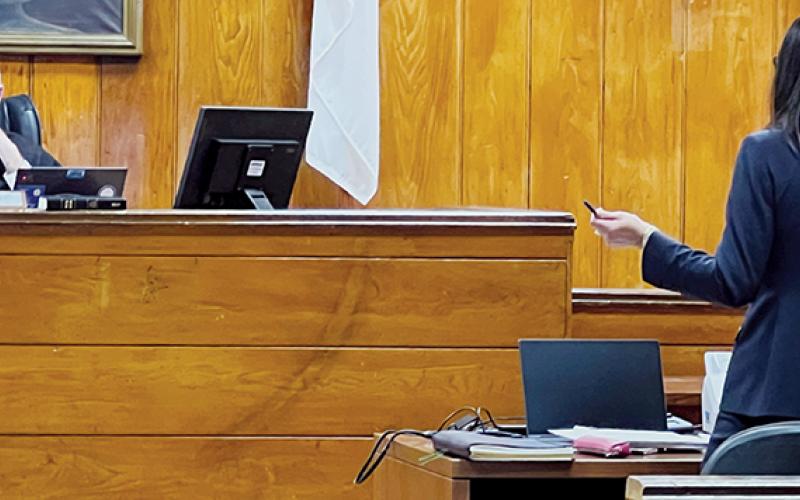 Judge William T. Stetzer listens as District Attorney Ashley Welch presents an  argument on behalf of the prosecution during Friday's pre-trial motion hearing in State of North Carolina v. Harold Bradford Hoxit. Photo by Kevin Hensley/editor@grahamstar.com