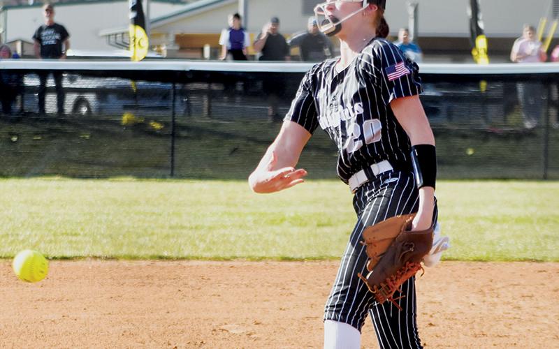 Ella Nelms delivers a pitch during March 3's season opener against  Rosman. Nelms has not given up a run this year and has already struck out 61 batters. Photo by Bella Eddings/The Graham Star