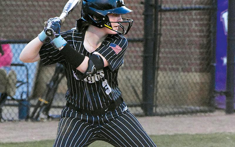 Daphne Barlow stands poised in the batters box during April 9's game against A.C. Reynolds. Barlow drove in Robbinsville's only runs during last week's shocking loss to Enka. Photo by Bella Eddings/The Graham Star