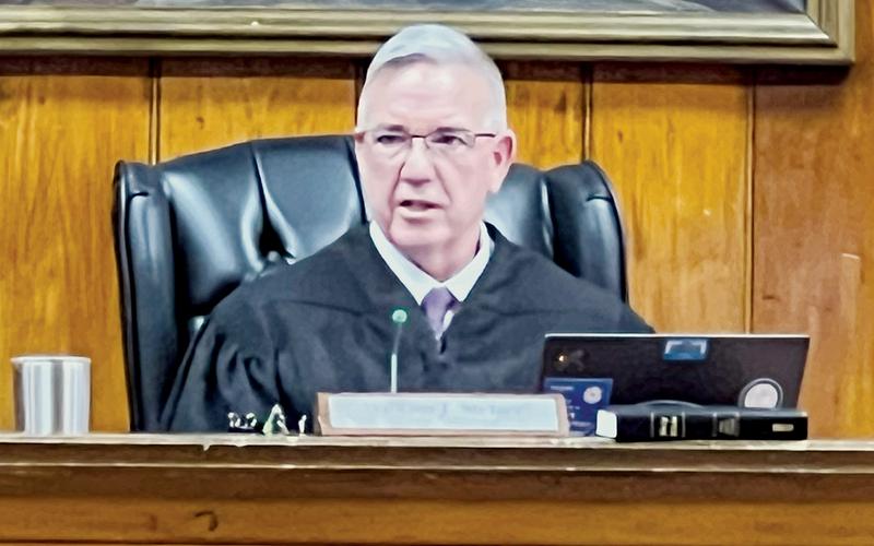 Special Superior Court Judge William T. Stetzer speaks during Feb. 20's motion hearing regarding the filing to remove Brad Hoxit from the office of Graham County Sheriff. Stetzer presided over last month's hearing and issued a ruling Monday.