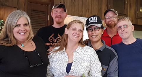 Kristie Sluder (far left) poses with her friends at the new Hope Counseling & Recovery Center in Robbinsville.