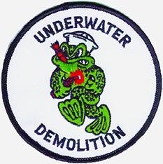 The shoulder/sleeve patch of the Naval Underwater Demolition Team, which served as a precursor to the present-day Navy SEALs.