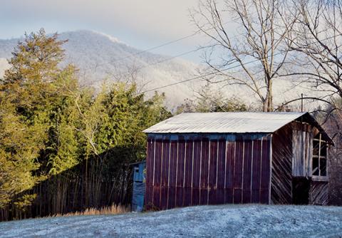 A tobacco barn on Hwy. 143, captured after snow fell in Graham County in Jan. 2018. Photo by Art Miller/amiller@grahamstar.com