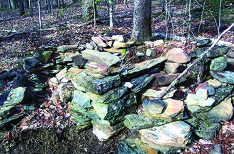 Part of the fireplace and chimney remain at the Whisenhunt homeplace on Frank’s Creek. Photo by Marshall McClung/The Graham Star