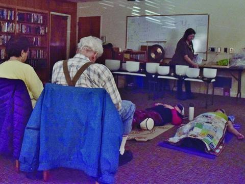 The dulcet tones of singing bowls lulled those in attendance at the Graham County Public Library on Tuesday, Jan. 28 into a deep, relaxing state. Photo by Art Miller/amiller@grahamstar.com