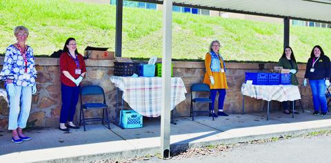 Robbinsville Elementary School had some faculty on-hand to distribute supplies to students on Thursday, March 26. Photo by Art Miller/amiller@grahamstar.com