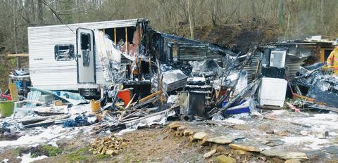 This was all that remained of a camper trailer destroyed in a fire on Gregory Hollow Road last week. No injuries were reported. Photo by Charlie Benton/news@grahamstar.com
