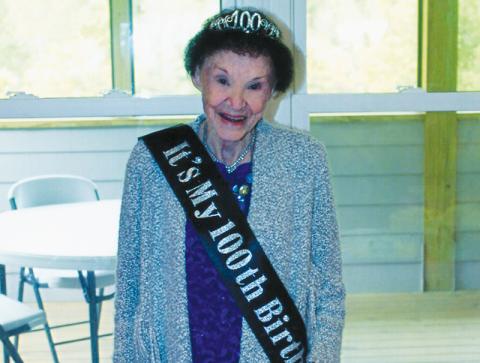 Neowne Adams was all smiles as she celebrated her 100th birthday with family and friends at Cedar Cliff Baptist Church on Oct. 20, 2019. Adams passed away Feb. 9, at the age of 101. Photo by Marshall McClung/The Graham Star