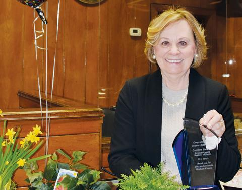 Family, friends and colleagues alike surprised departing Graham County Register of Deeds Carolyn Stewart with a retirement party Friday. Stewart worked in the office for 29 ½ years.