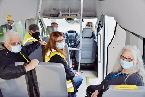 The only public transportation available in the county, Graham County Transit, began operation in the 1980s. Members of the staff that have worked continually through the COVID-19 pandemic are (clockwise, from top left) Penny Postell, dispatcher Donna Hill, assistant director Tracy Jenkins, Jennifer Conley, Terry Crawford and Frank Deyton. Not pictured are director Juanita Colvard and drivers Michael Badalucca, Lamar Carver and Andrew Hyde. Photo by Art Miller/amiller@grahamstar.com