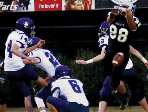 Rossi Wachacha’s blocked extra point in the second quarter prevented Mitchell from tying Friday’s game. Robbinsville went on to defeat the Mountaineers and advance to the 1A Western Regional Final with a 28-20 victory. Photo by Miranda Buchanan/Robbinsville High School Yearbook