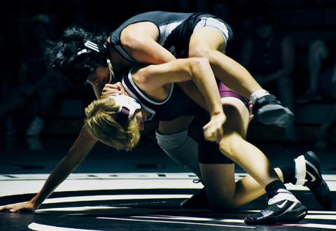 Robbinsville’s Alexis Panama maintains top control over Swain County’s Owen Craig during May 13’s match with the Maroon Devils. Photos by Kevin Hensley/editor@grahamstar.com