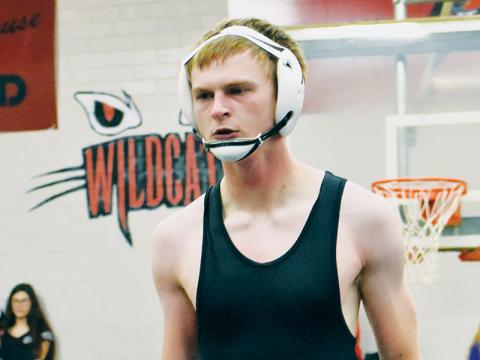Simon Cody remained in the zone after scoring his first career pin May 4 in Andrews. Photo by Kevin Hensley/sports@grahamstar.com