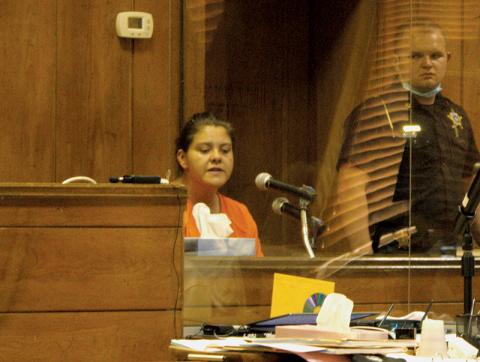 Summer Teesateskie gives testimony on the stand in Superior Court on May 6. She was sentenced to 90 days, after repeatedly violating the conditions of her parole. Photo by Charlie Benton/news@grahamstar.com