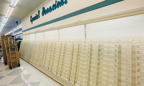 Ingles in Robbinsville has already began the process of clearing out its card section, which will be replaced with beer and wine in 2022. Photo by Randy Foster/The Graham Star
