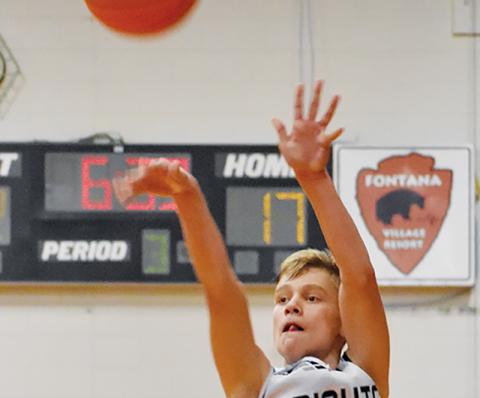 Dane Knott put up 27 points Monday at Hiwassee Dam/Ranger. Through seven games this season, the middle school Black Knight is averaging 14 points a game. Photo by Kevin Hensley/sports@grahamstar.com